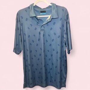 PGA Tour blue polo shirt with tropical print